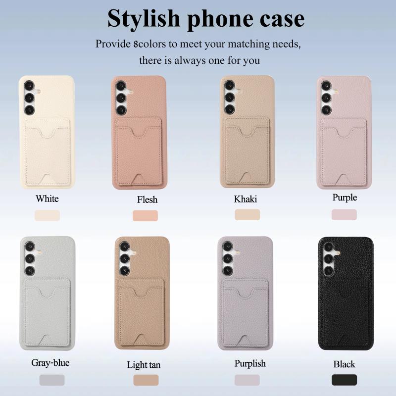 New Luxury Solid Color Leather Up Down Wallet Card Slot Phone Case For Samsung S25 Ultra Edge S23 S22 S24 Ultra Plus Back Cover
