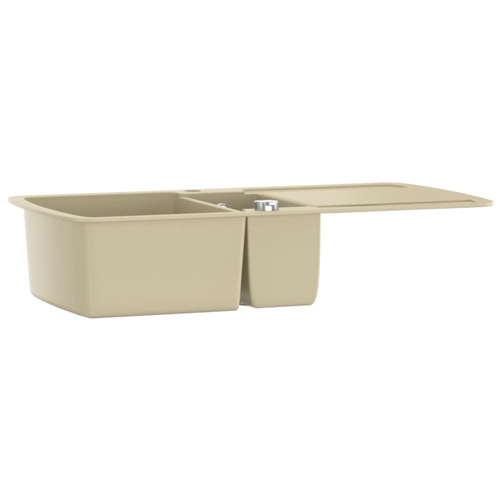 Vidaxl Two-Bowl Granite Sink, Beige