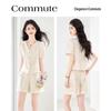Women's Elegant V-neck Top & Shorts Set