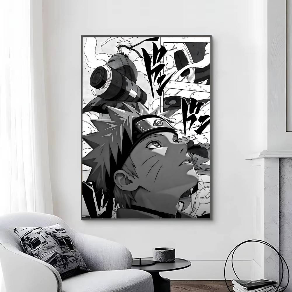 1pc Anime Characters U-Uzumaki N-Naruto posters Self-adhesive Paper Print Home Living Room Bedroom Entrance Bar Cafe Art
