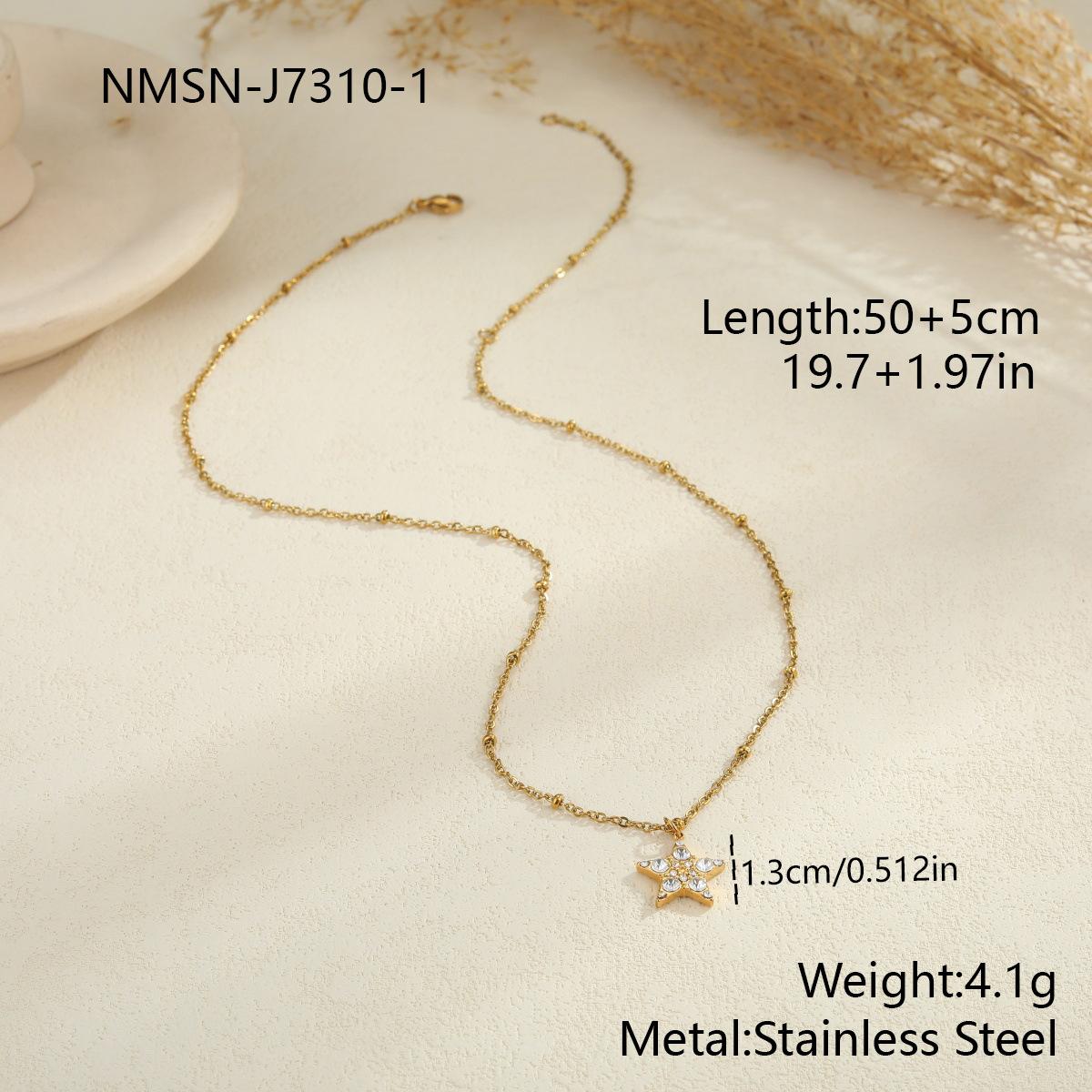 GEMCHIC Women s Stainless Steel Rhinestone Pendant Necklace Set Star Moon Teardrop Geometric Gold Plated Chain Jewelry