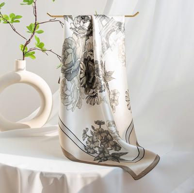Mulberry Silk Scarf Four Seasons Versatile Art Flower Printing Yarn Thin Sunscreen Shawl Dual-purpose