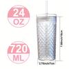 24OZ Creative Fish Scale Glass Straw Cup With Lid Transparent Glasses Mug Iced Coffee Cup For Juice Milk Tea Water Cup Drinkware