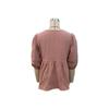 Women Casual Summer Short Sleeve V Neck Blouse Shirt Pink Cotton Linen