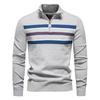New Autumn and Winter Men's Sweater Half Zipper Sweater Casual Striped Men's Top
