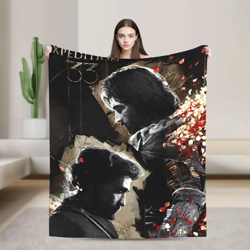 Clair Obscur Expedition 33 Gustave Flannel Throw Fashion Blankets Video Game for Couch Knitted Fashion Blanket Travel Warm Portable Quilt