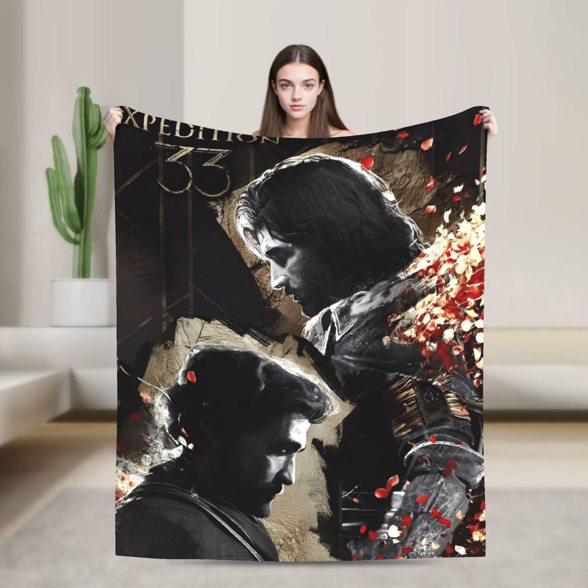 

Clair Obscur Expedition 33 Esquie Knitted Blankets Video Game Plush Throw Blankets Bedding Couch Printed Soft Bedspread Portable 75x90cm
