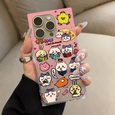 Clear Square Back Tube Case Protection For iPhone 15 Plus 14 Pro Max 12 11 13 16 ProMax Anti-Oxygen,Cartoon Animals Pattern Casing
