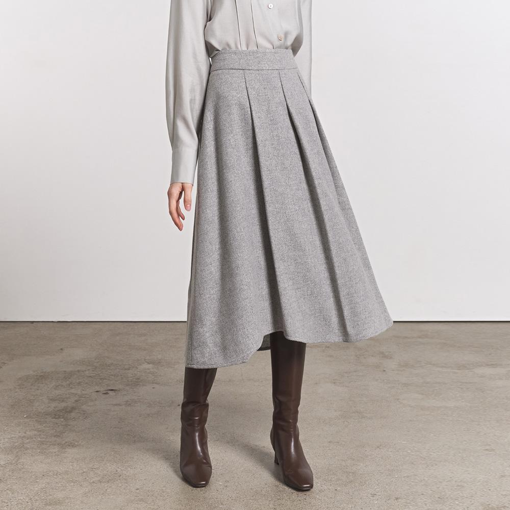 Hiikeu Wool Flared Skirt_Melange Gray
