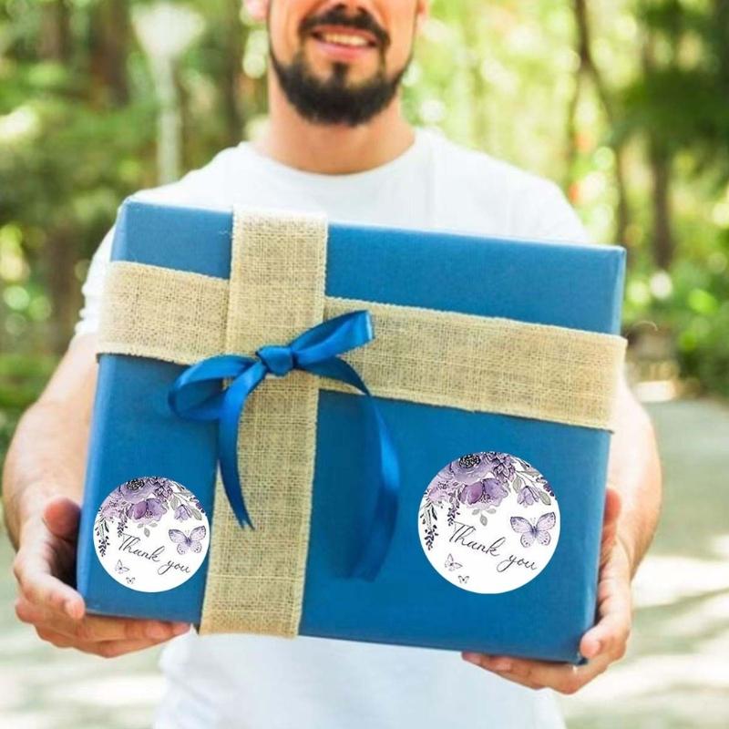 Runde Aufkleber Dankeschön Etiketten Umschlagaufkleber Etiketten mit Blumendruck für Hochzeit Brautparty Geburtstagsdekoration