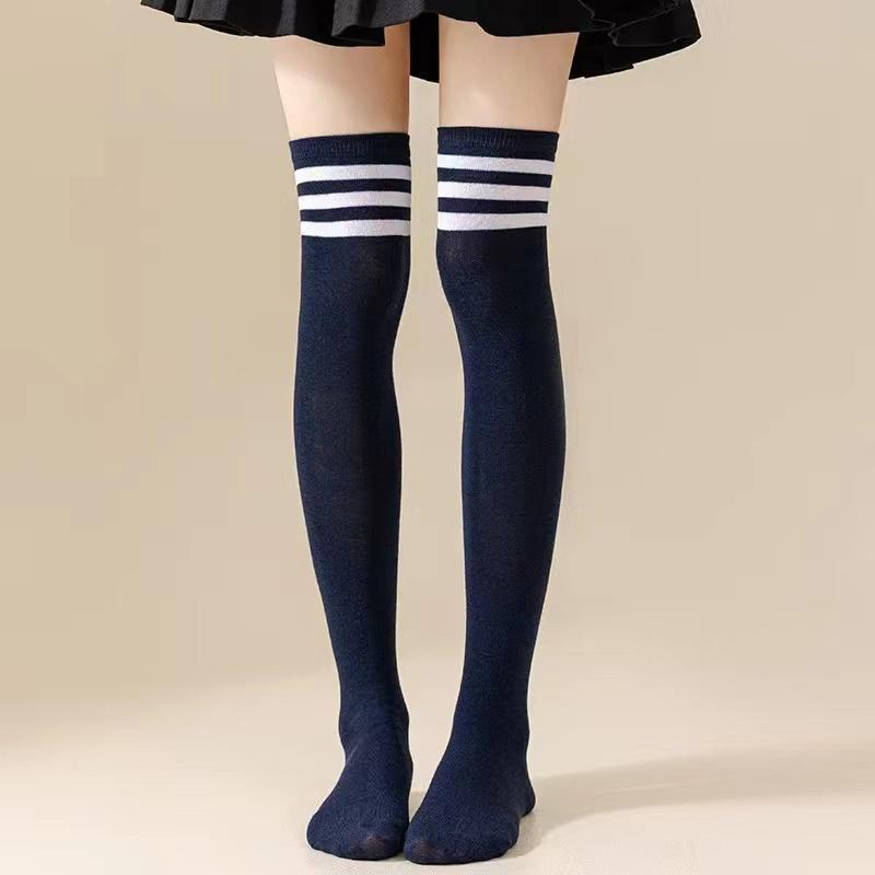 Thigh High Socks For Women Goth Cute Kawaii Striped Over The Knee Socks Cotton Long Tall Knee High Stockings