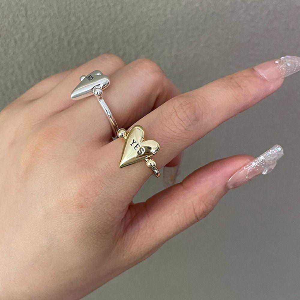 Glossy Surface Heart Ring Personality Vintage Jewelry Gift Fashion Finger Charm  For Women