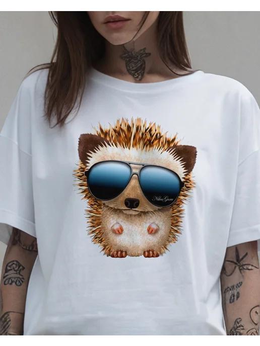Summer hedgehog print T-shirt S