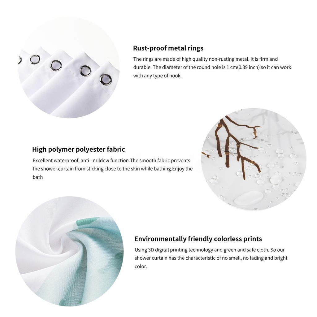 Tulip Flowers Bathroom Curtains Floral Fabric Shower Curtain Set Bath Mats Rugs Toilet Lid Cover Anti-Skid Carpet Home Decor