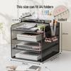 Desktop Metal File and Document Holder - Layered Office Rack & Book Stand