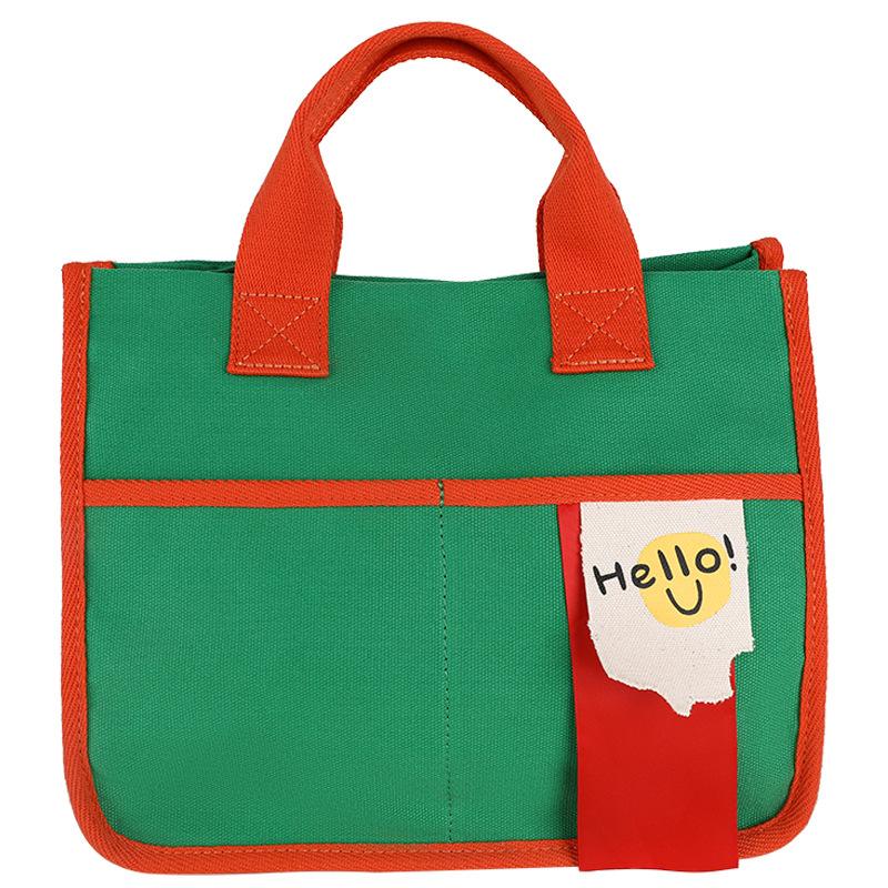 Korea Dongdaemun Canvas Bag Female Dopamine Color Large Capacity Handbag Niche Commuter Shoulder Crossbody