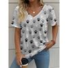 Cat Women's V-neck T-shirt Summer Outdoor Casual Short Sleeve Tops 3D Cute Cat Hand Printed OverSize Women's Clothing