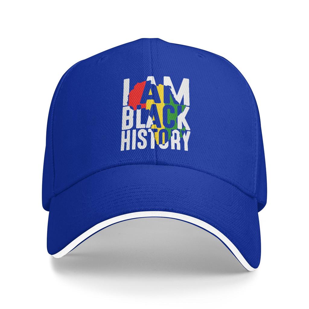 I Am Black History Map of Africa RBG Colors African American Baseball Cap Outdoor Gym Trucker Hat Stylish Print Snapback Cap