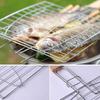 Stainless Steel BBQ Grill Net With Chrome Plated And Hardwood Handle Fish Meat Grill Barbecue Clip Clamp Folder Net BBQ Tools