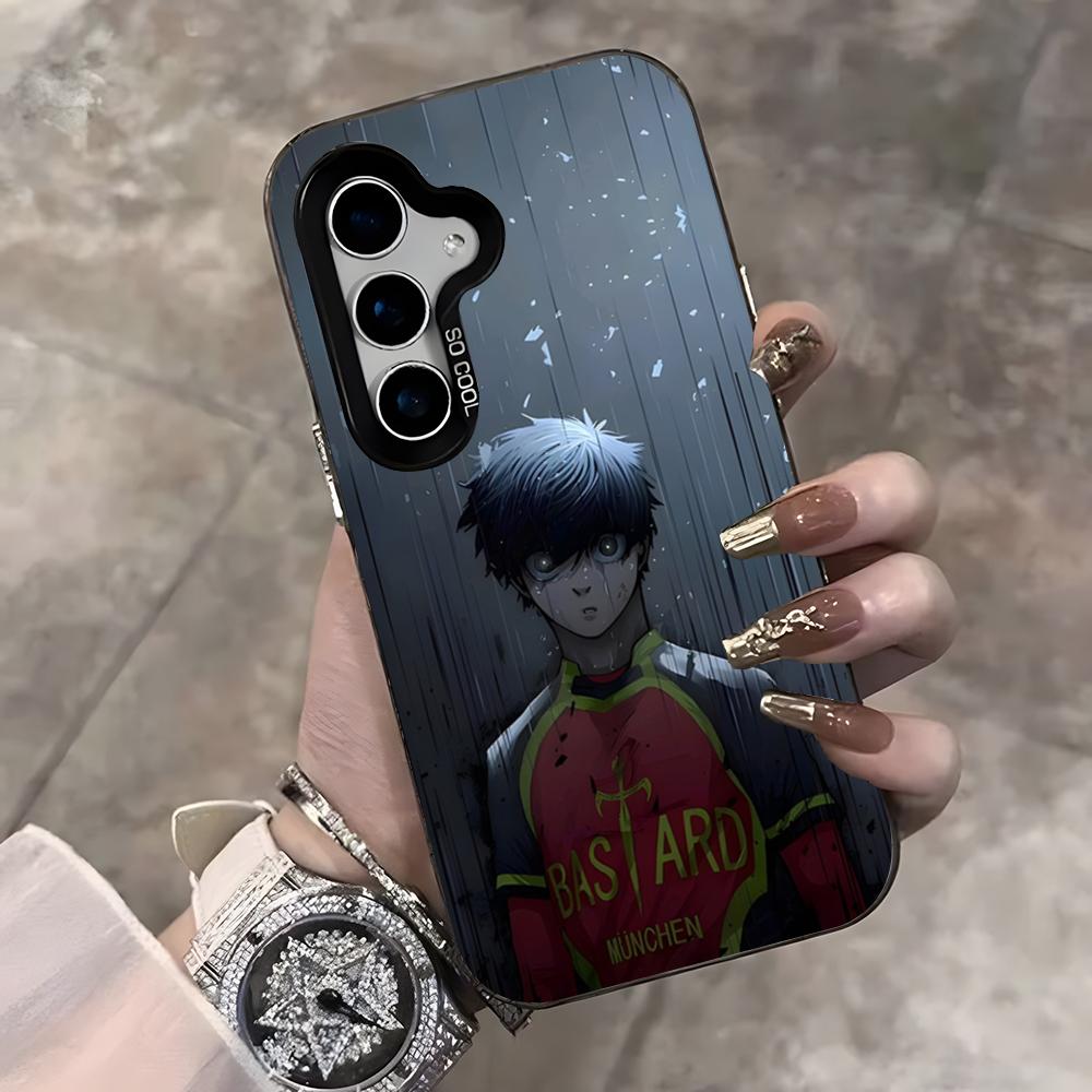 Anime Football Blue Lock Phone Case For Samsung S25 Ultra S23 S22 S21 S20 Ultra Plus S24 Fe A54 A55 Color Silver Cover Samsung S24