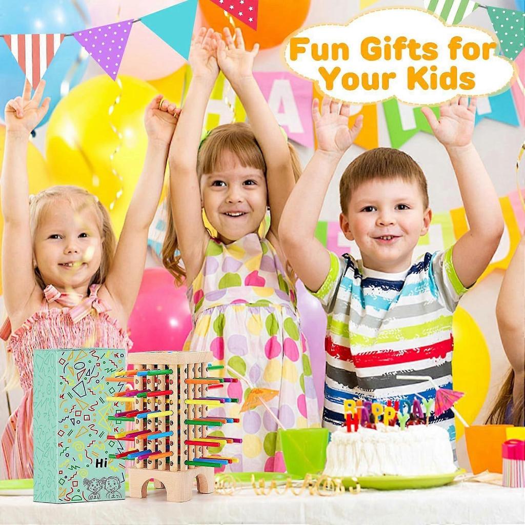 Holz Brettspiel Spielzeug, 42 bunte Stäbchen Würfelspiel Mathe Lernspielzeug, Familienspaß Bälle Fallen Lassen