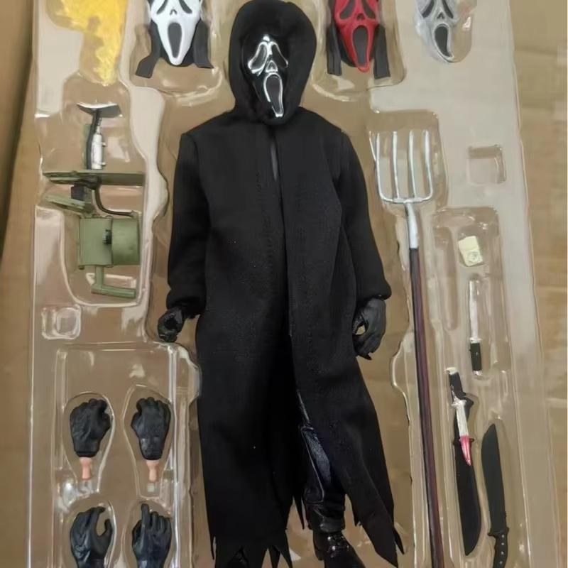 1/10 Scream Ko Ghost Face Killer Articulated Action Figure Model Toy Statue Desktop Ornament Horror Movie Series Halloween Gifts