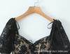 European and American style French retro sexy hottie black lace bow waist thin square neck dress short skirt women