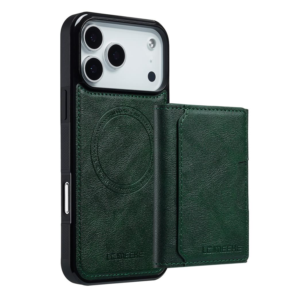 LC.IMEEKE L5 For iPhone 17 Pro Max Magnetic Phone Case Leather Back Cover with Detachable Card Holder