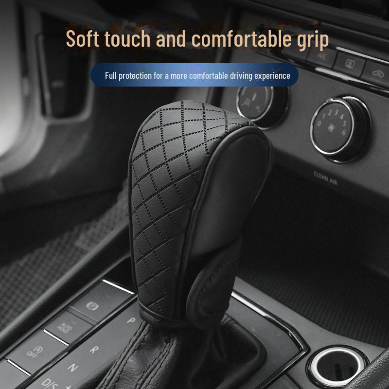 Breathable Leather Carbon Fiber Pattern Gear Shift Cover - Universal Fit