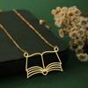 Kinitial Dainty Lotus Flower Books Necklace Women Stainless Steel Phoenix Comedy and Tragedy Mask Choker Necklace Gifts Jewelry