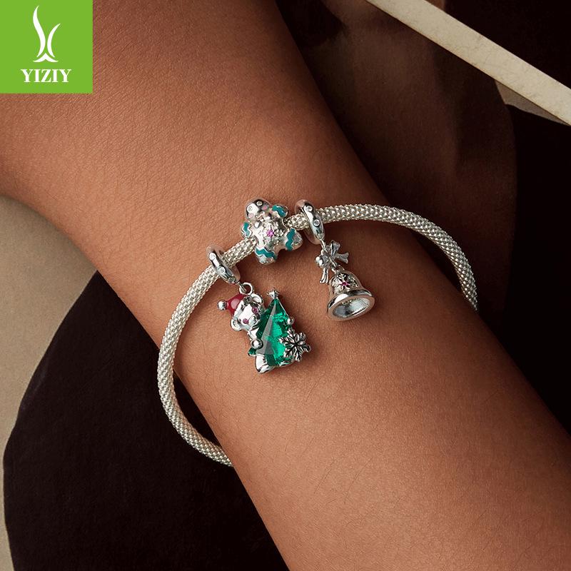 Yinziyun S925 Sterling Silver Small Bell Pendant Christmas Necklace