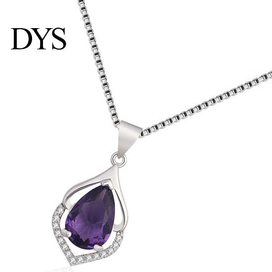 Party Necklace Purple Faux Crystal Women Hollow Alloy Shining Luxury Sweater Jewelry Accessories Charm