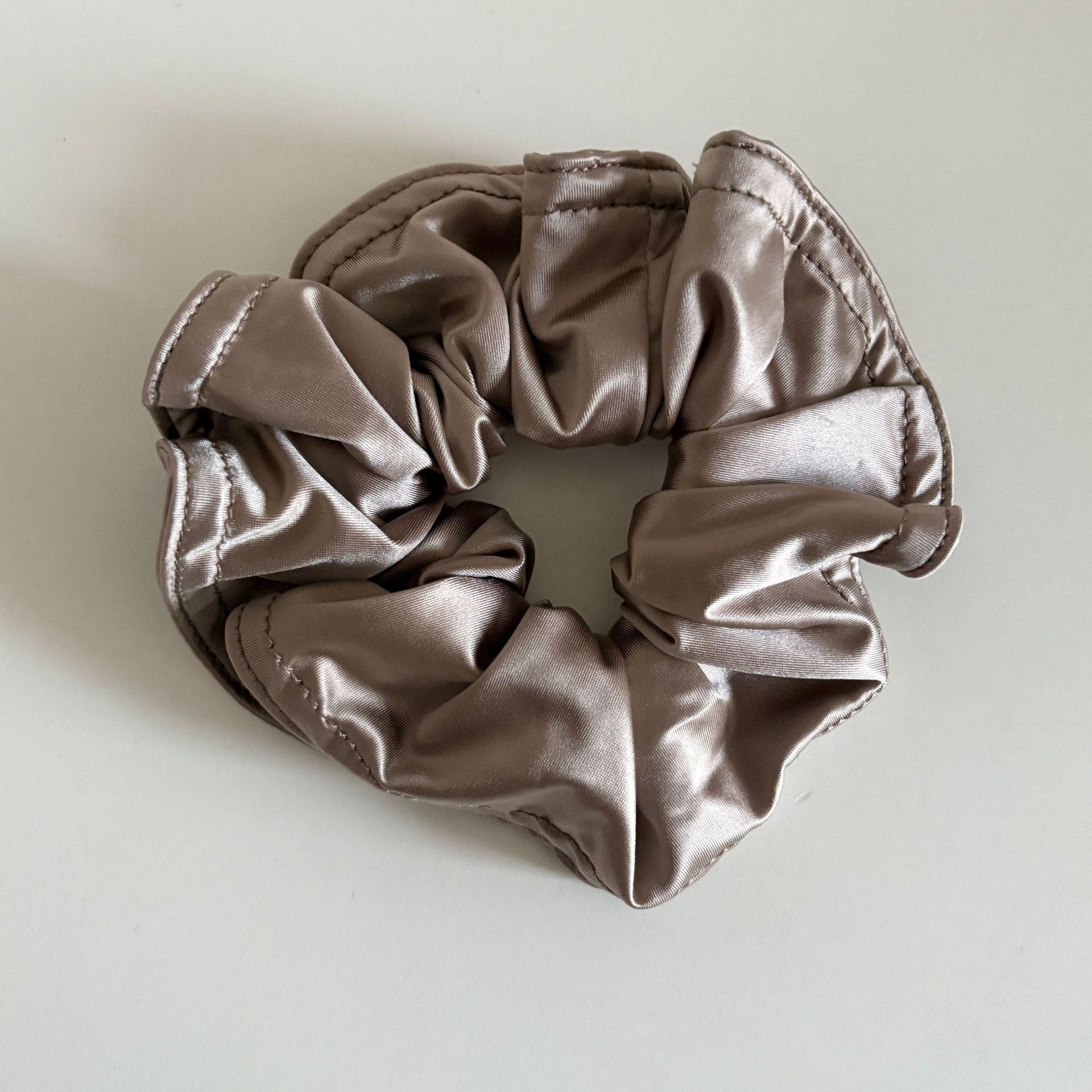 Elegant Large Silky Satin Hair Tie - French Ruffled Bun Scrunchie