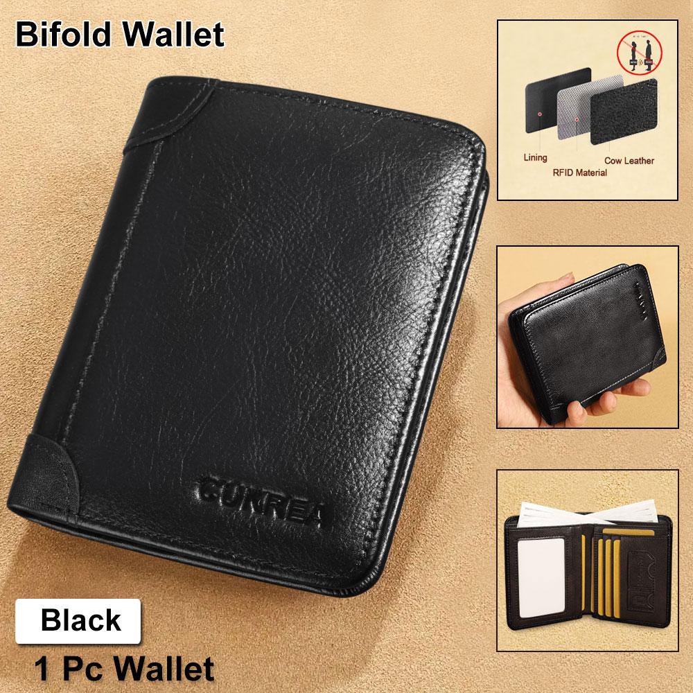 Men's Vintage Cowhide Wallet, RFID Protection Short Multi-Functional ID Card Credit Card Holder Top Layer Cowhide Money Bag 2 ID Card Windows