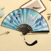 8inch Folding Fans with Chinese Style, Traditional Design, Double-Sided Silk Fabric, 18-Panel Color Printing, Suitable for Men and Women, Hanfu
