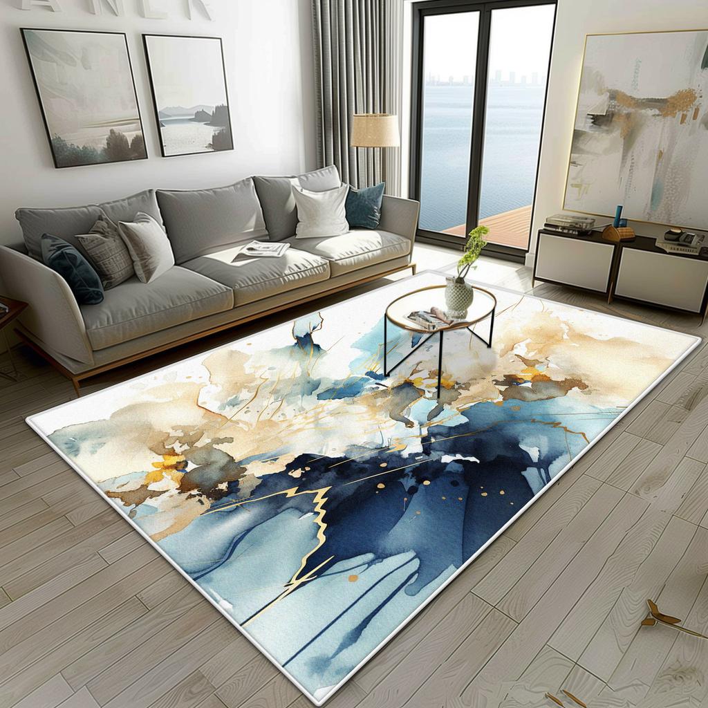 Modern Marble Style Living Room Carpet Luxury Decoration Bedroom Bedside Fluffy Soft Rug Easy Clean Sofa Tables Non-slip Mat