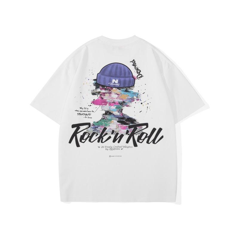 Summer New Abstract Printed Men's Short-sleeved T-shirt Loose T-shirt