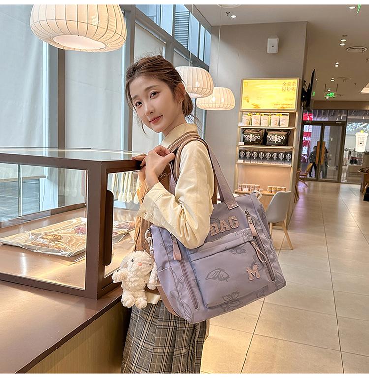 Rucsac din nailon cu capacitate mare și imprimeu fluturi pentru elevi de gimnaziu