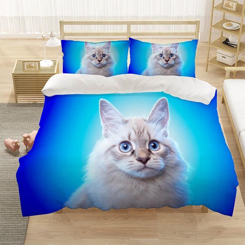 Cool Cat Bedding Set Animal Bed Linen Bedclothes Twin Full Single Size For Boys Girls Kids Cute  Astronaut Duvet Cover Sets