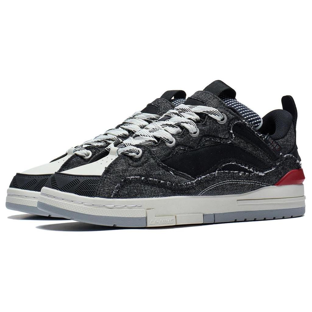 Li Ning Wave Comfortable Slip Resistant Cushioning Low Top Skateboard Shoes Men's Black AECS073-9