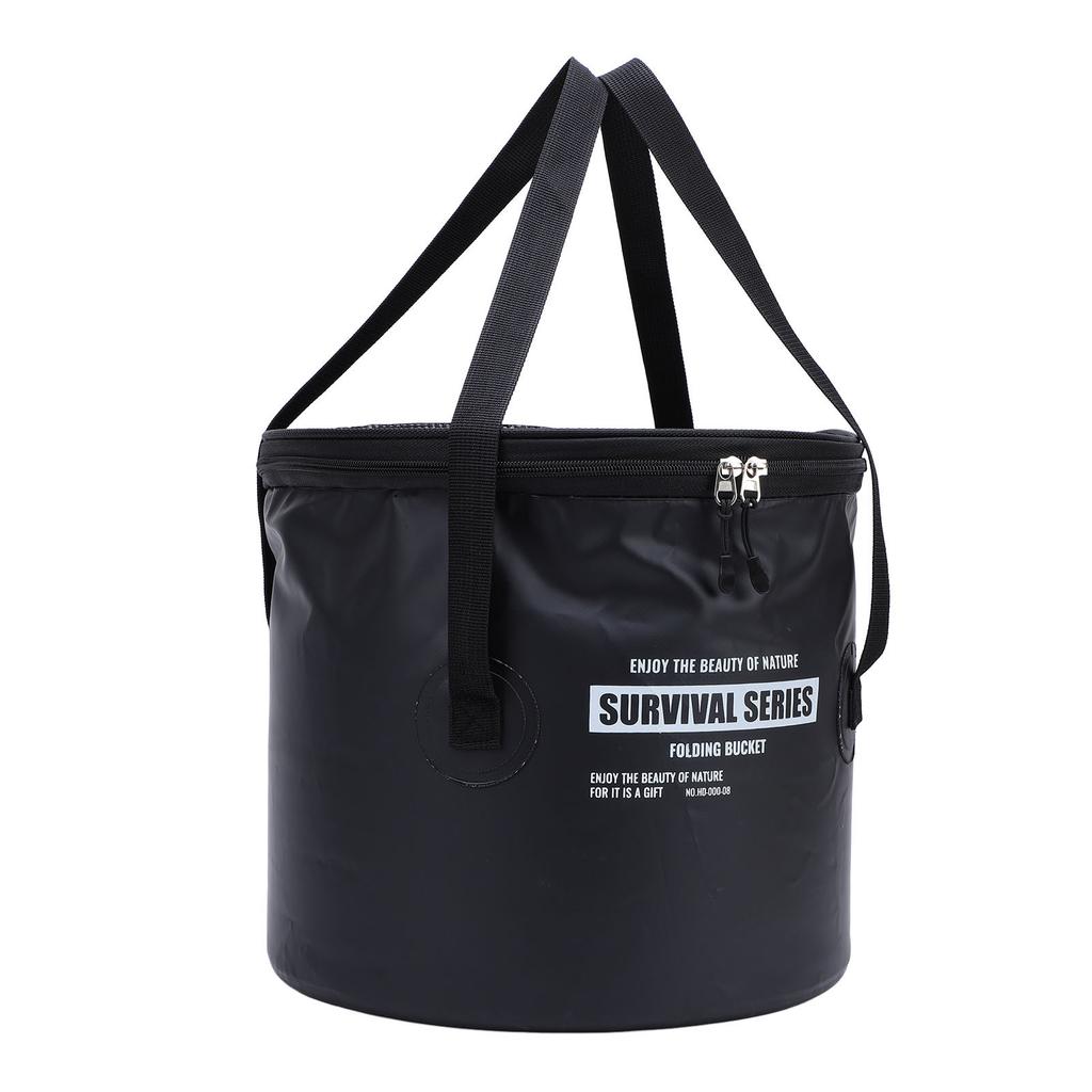 Cloth Folding Bucket with Mesh Pouch Portable Draining Basket Water Container for Outdoor Camping Fishing Car Washing