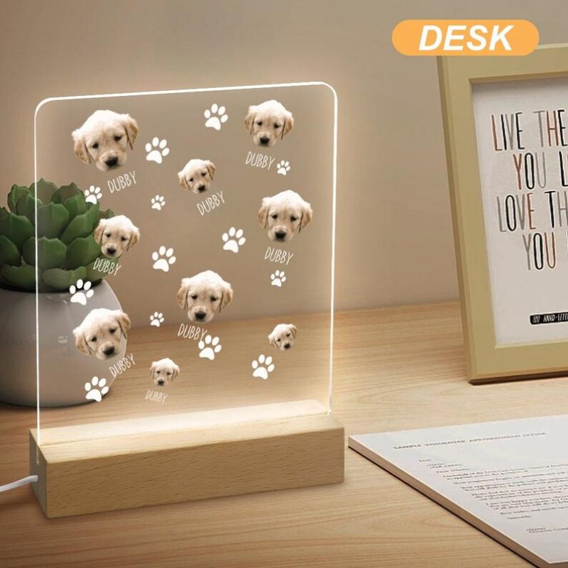 Personalized Pet Photo Acrylic Plaque With Wooden Base Custom Pet Portrait Emblem Special Souvenir Present For Pet Enthusiasts