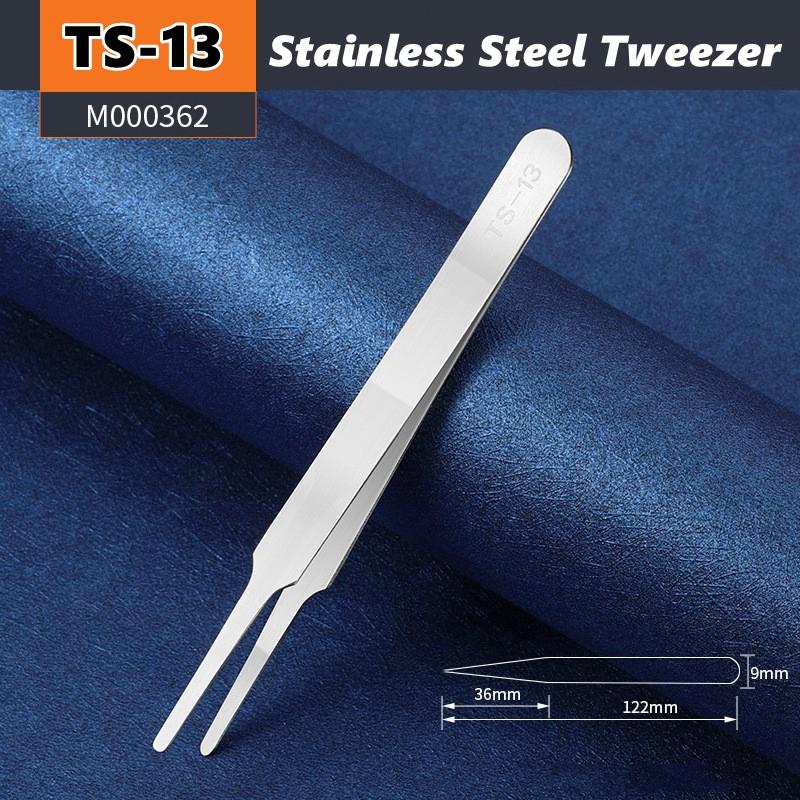 TS10-15 Anti-Static Stainless Steel Tweezers Precision Maintenance Pro Industrial Repair Curved Hand Tool Electronic Tweezers