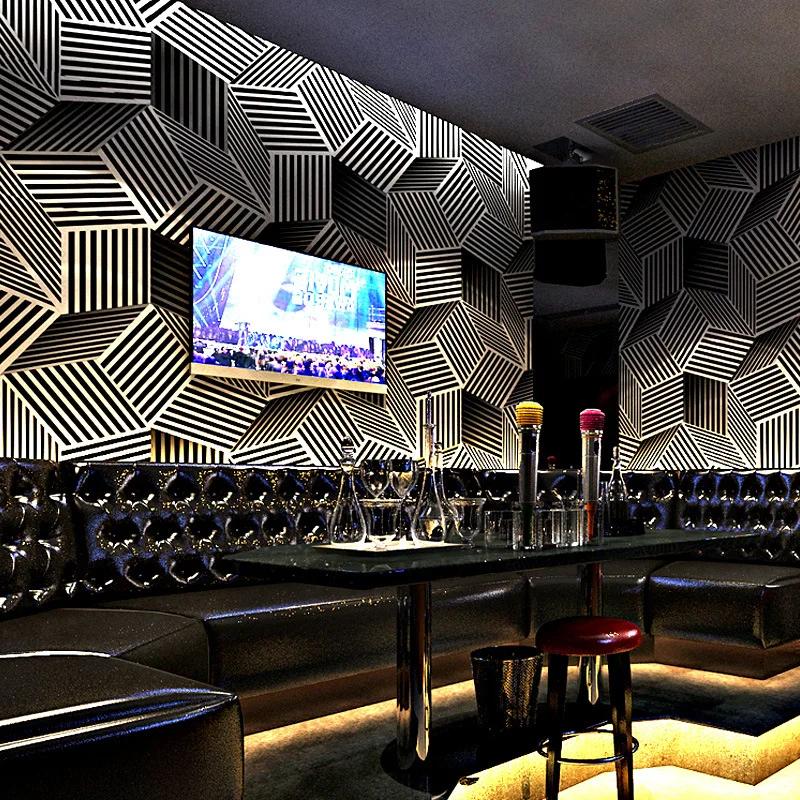 KTV Wallpaper Karaoke Hall Flash Wall Cloth 3D Reflective Plaid Geometric Pattern Graphic Theme Box Background Wall Wallpaper