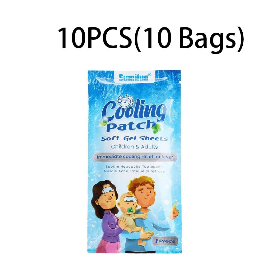 Sumifun 5/10 Stück Sommer Kühlendes Hydrogel-Pflaster Stirnpflaster Ätherisches Haus Kühlende Linderung Fiebersenker Hitzschlag vorbeugen