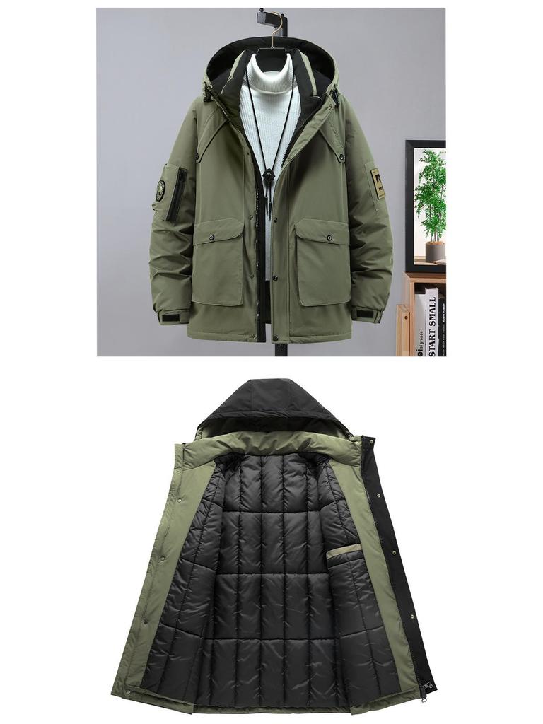 350 Jin Men's Extra Large Slimming Down Jacket - Plus Size Thickened Mid-Length Cotton Coat for Larger Sizes