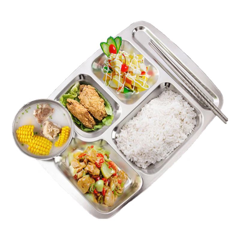 

Adult 304 Stainless Steel 5-Compartment Lunch Tray Set