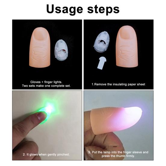 Magic Thumb Lights LED Magic Thumb Prank Toy Light Up Flashing Fingers Tips for Magic Stage Tricks Performance Props