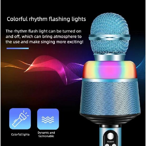 Wireless Bluetooth Karaoke Microphone, 5-in-1 Portable Handheld Mic Speaker with Dynamic Lights, Karaoke Microphone for Adults