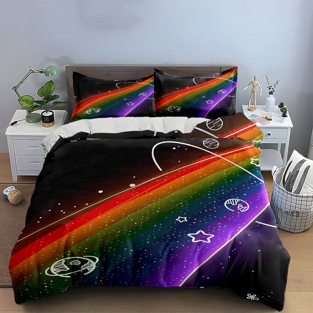 Rainbow Galaxy Bedding Set Bedding Duvet Cover Set Duvet Cover Pillowcases (1 * Duvet Cover 2 * Pillowcases, without duvet insert)